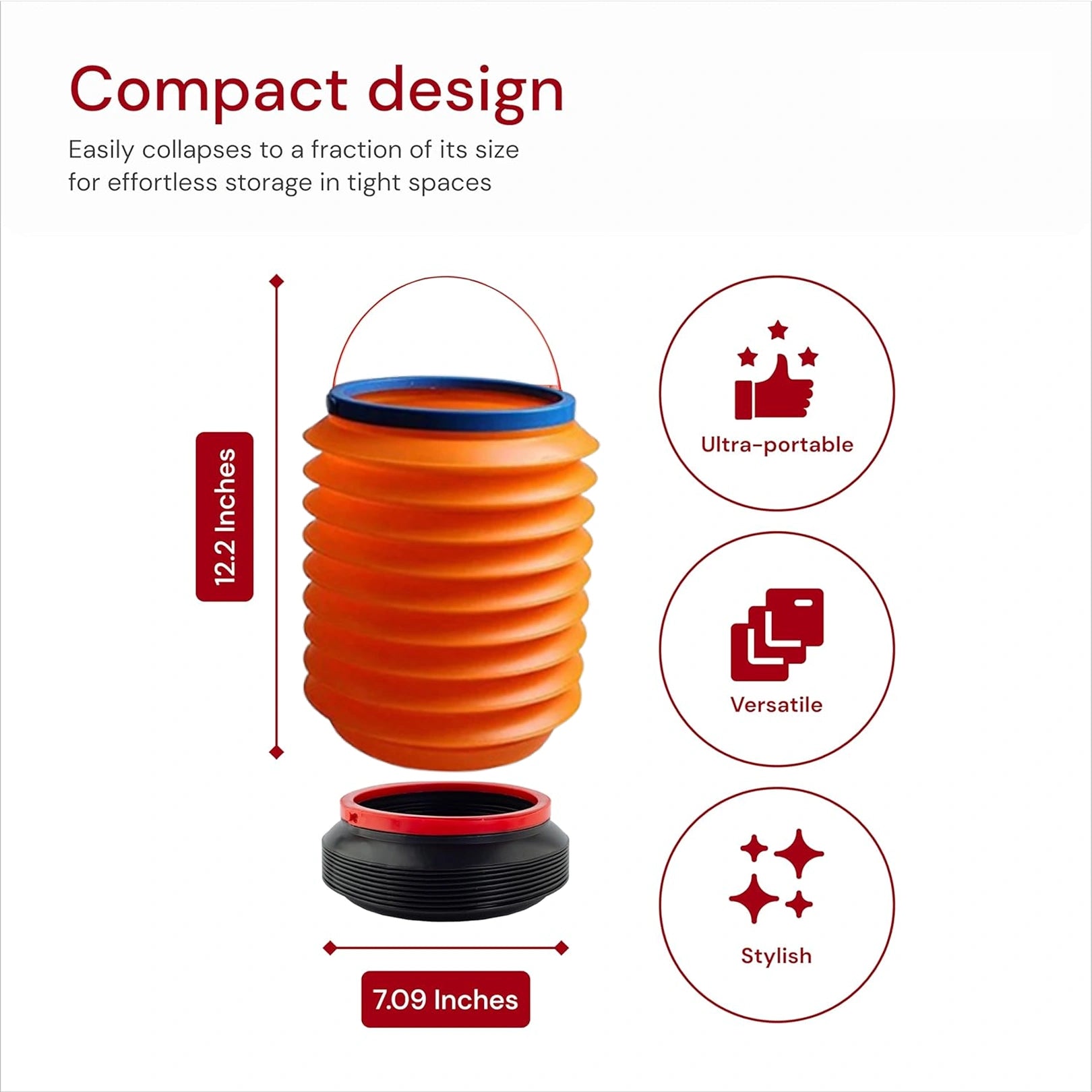 Foldable 4L Collapsible Storage Bucket for Home, Kitchen, Car & Outdoor Use